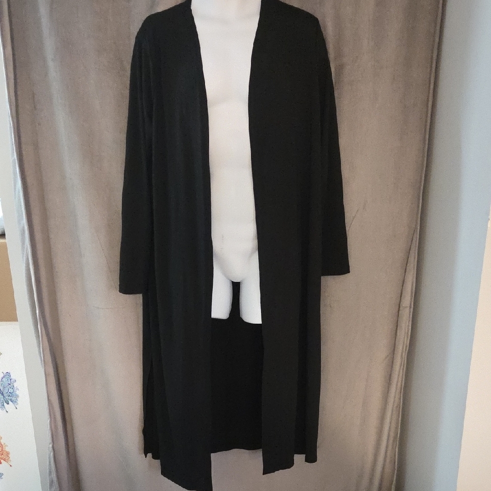 Size 14 Classic Black Women's Long Cardigan